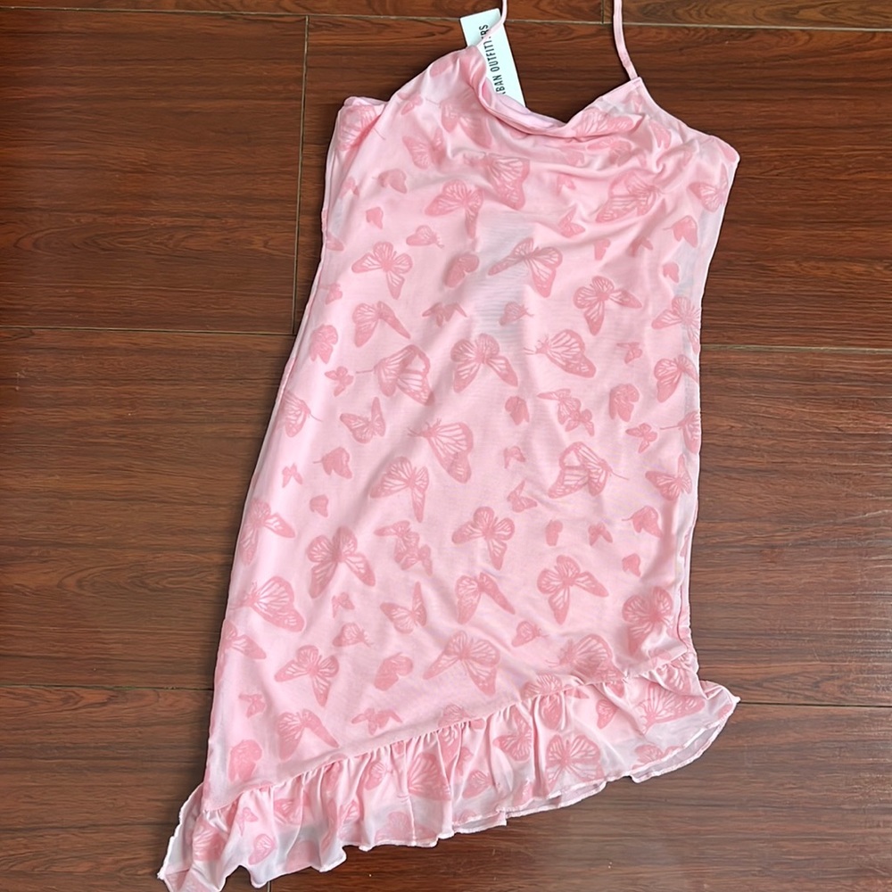pink butterfly halter dress